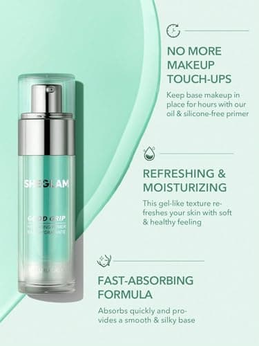 SHEGLAM Good Grip Hydrating Primer Oil Control Moisturizing Primer Gel Smooth Fine Lines Oil And Silicone-Free Face Primer-Green - Image 4