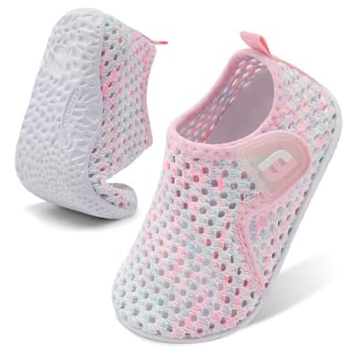 Baby Girls Boys Water Shoes Swim Toddler Barefoot Water Sports Sandals Aqua Socks Sneakers First Walking Shoes for Beach Color WhitePink 12-18 Months Infant - Image 6