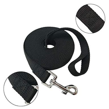 Nylon Training Dog Leash for Small Medium Large Dogs, 15ft 20ft 30ft 50ft Long Puppy Lead for Obedience Recall Training, Camping (20ft, Black) - Image 2
