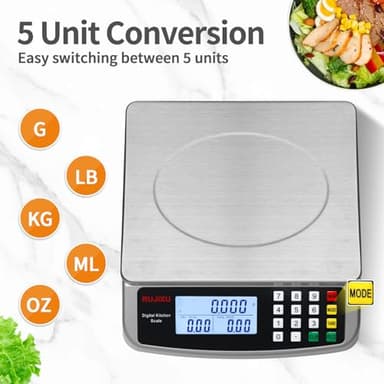 Food Scale 88lb/40kg Large Digital Kitchen Scale 0.05oz/1g with Price Computing Commercial Scale 304 Stainless Steel gram Scale for Baking Cooking Meat Restaurant ,USB or AA Battery(Included) - Image 3