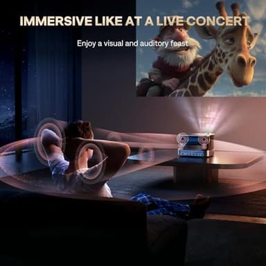 3-in-1 Projector 4K Supported, AURZEN BOOM 3 Smart Projector with WiFi and Bluetooth, 3D DoIby Audio & 36W Speakers, Auto Focus & Keystone, Netflix Official 500 ANSI Home Outdoor proyector, Black - Image 3