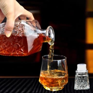 Cadamada Glasses Decanter,26 oz Diamond Pattern Wine Bottle with Lid,Delicate Decanter Set-for Tequila, Brandy, Scotch and Vodka, Gift Giving, Bar and Party Decoration (3pcs) - Image 7