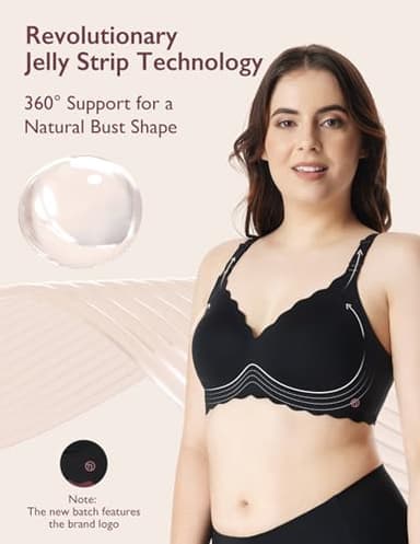 Momcozy Nursing Bras for Breastfeeding, Seamless Pregnancy Maternity Bra Wireless Classic Jelly Strip Support Nursing Bra Black - Image 3