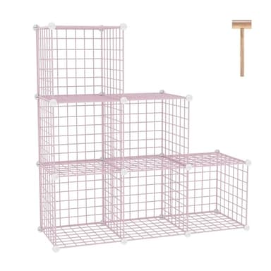 C&AHOME Wire Cube Storage, 6 - Cube Organizer Metal C Grids, Modular Shelves Units, Closet Organizer, Ideal for Home, Office, Living Room, 36.6”L x 12.4”W 36.6”H, Pink UWCS3006P - Image 1