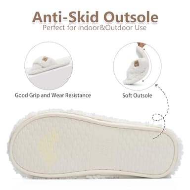 GOEWY Fuzzy Open Toe Slippers for Women Indoor and Outdoor with Memory Foam Cozy Cross Band Cute Slipper Soft House Shoes Slides Slip On Gifts for Women Mom Her Ladies Bridesmaid White - Image 5