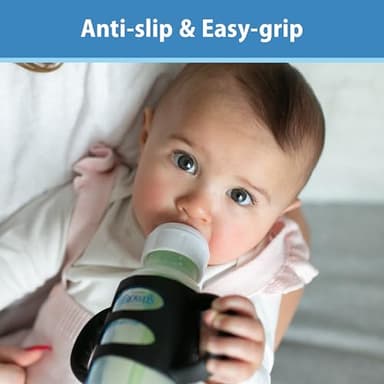 Dr. Brown's Narrow Baby Bottle Handles, 100% Silicone, Easy Grip Removable Handles for Bottle to Sippy Cup Transition, Black/Ecru/Pink, 3-Pack, 4m+ - Image 4