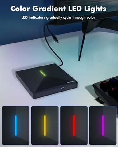 ORIGBELIE External CD DVD Drive with 4 USB Ports and 2 TF/SD Card Slots, USB 3.0 Portable CD/DVD Disk Drive Player Burner Reader Writer for Laptop MacBook Desktop PC Windows 11/10/8/7 Linux Mac OS - Image 3
