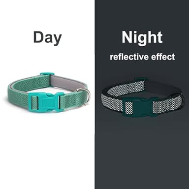 Teal Reflective Dog Collars for Medium Dogs, Highly Reflect Safety Neoprene Padded Basic Durable Soft Nylon Boy Dog Collar Adjustable for Xs Small Medium Large Male Pet Dogs, Turquoise M - Image 4