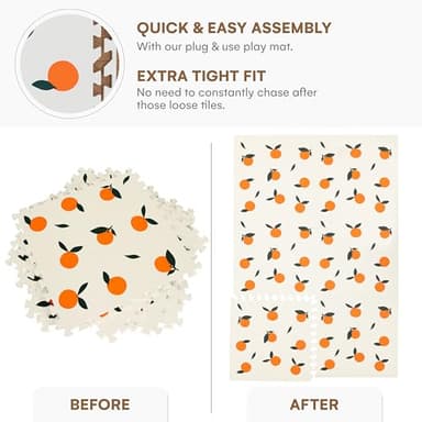 Childlike Behavior Baby Play Mat - 72x48-Inch Tummy Time Mat - 6-Piece Interlocking Foam Floor Tiles for Toddlers - Soft Waterproof for Floor Play and Crawling - Oranges - Image 5