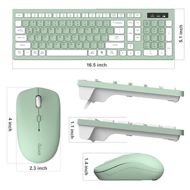 Wireless Keyboard and Mouse Combo, Full-Sized Wireless Keyboard and Adjustable DPI Mouse, 2.4GHz USB Receiver, Silent Keyboard and Mouse for PC, Windows, MAC, Desktop, Laptop (Avocado Green) - Image 9