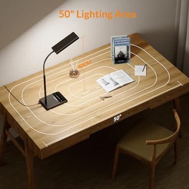 LEPOWER Desk Lamp, 800LM LED for Home Office, 12W Reading for Desk, Eye-Caring Light, Touch Table Gooseneck Lamp, 50 Lighting Modes, Bright for Bedroom, Study (Black) - Image 8