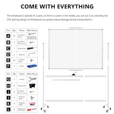 Neatsure Large Rolling Whiteboard on Wheels, 48" x 36" Double-Sided Mobile White Board with Stand, 4' x 3' Portable Standing Magnetic Dry Erase Board Easel for Home Office Classroom School, Silver - Image 6