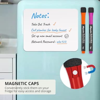 Magnetic Dry Erase Whiteboard Markers, 8 Count Colorful Fine Tip Thin Dry Erase Markers with Eraser for Home Office School Supplies-Brilliant - Image 3