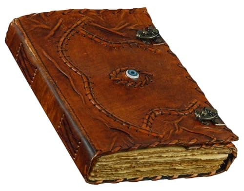 Hocus Pocus Book of Spells Hocus Pocus Spell book Prop Hocus Pocus Gifts Halloween Decorations Decor Leather Journal Writing Book Of shadow Best Hocus Pocus Gifts For Men And Women (13x10 Inch, Brown) - Image 1