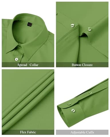 J.VER Womens Dress Shirts Long Sleeve Button Down Shirt Wrinkle-Free Business Casual Blouse Office Work Tops Forest Green - Image 4