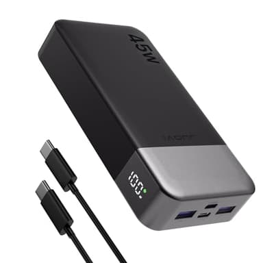 JUOVI J2621 Power Bank Portable Charger 20000mAh 45W, PD3.0 QC 4.0 Fast Charging Battery Pack with LED Display,2 USB-C,2 USB-A for iPhone 15 16, MacBook - Image 1