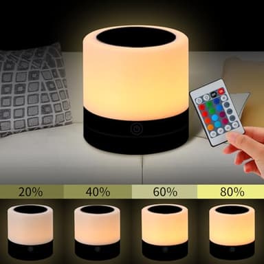 Nursery Night Light for Kids, USB Rechargeable Small Desk Lamp,13 RGB Colors & 4 Brightness & 1 Remote, Touch Bedside Cordless Table Lamp, Portable Night Lamp for Bedroom Living Room Home (Black) - Image 5