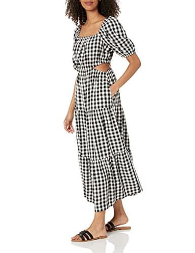 The Drop Women's Anaya Square Neck Cut-out Tiered Maxi Dress, Black/Whisper White, L - Image 3