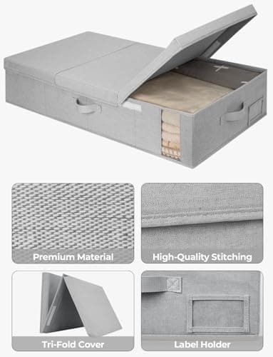 StorageWorks 2-Pack Jumbo Under Bed Storage Bins with Lids, Underbed Storage Containers with Handles and Label Holder, Closet Organizer for Clothes, Blankets, Sweater - Image 4