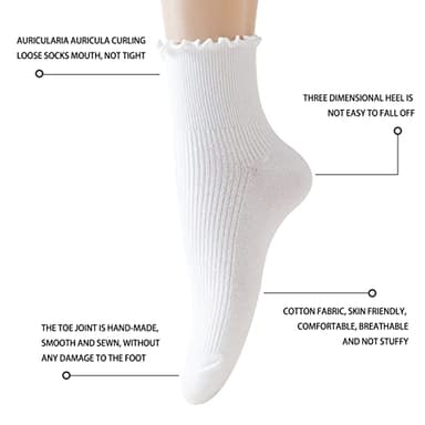 AMHRLINGTO Cute Ruffle Ankle Socks for Women - Soft Cotton Knit Lettuce Low Cut Frilly Crew Socks (White-3 Pairs-Low Cut) - Image 6
