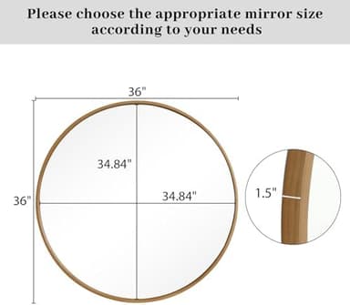 WallBeyond Round Wood Mirror, 36" Round Modern Decoration Large Circle Wall Mirror for Bathroom Living Room Bedroom Entryway, Natural - Image 7