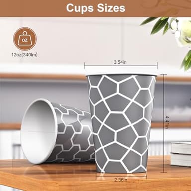 Huifany Coffee Cups 12 oz Paper Cups 240 Pack, Disposable Coffee Cups 12 oz Hot Cup, Disposable Cups Paper Insulated Cup for Cold Hot Drinks - Image 3