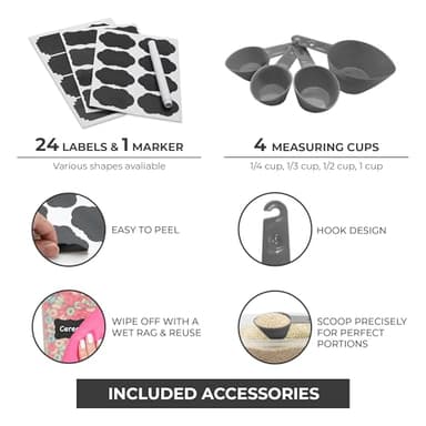 Freshware Kitchen Storage Containers with Lids, 48 PCS Airtight Food Storage Containers, Plastic Kitchen Containers, Pantry Containers for Cereal, Dry Food, Includes Labels, Marker & Measuring Spoons - Image 3