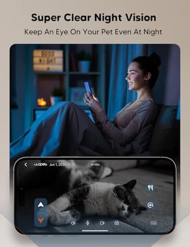 WOPET Automatic Cat Feeder with Camera for Two Cats, 6L Automatic Dog Feeder with HD Video and Night Vision, 5G/2.4G WiFi Pet Feeder for Cats & Dogs, SD Card Storage & 2-Way Audio - Image 6