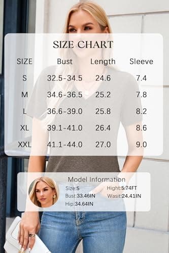 Arach&Cloz Sweater for Women 2025 Summer Fall Fashion Clothes V Neck Short Sleeve Summer Cute Tops Dressy Business Casual Trendy Teacher Outfits Cashmere Ladies Blouse Winter Shirts Coffee - Image 6