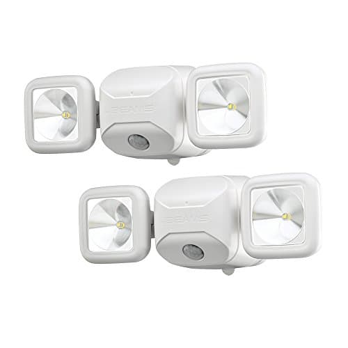 Beams MB3000 High Performance 500 Lumen Wireless Battery Powered Motion Sensing LED Dual Head Security Spotlight, White, 2-Pack - Image 1