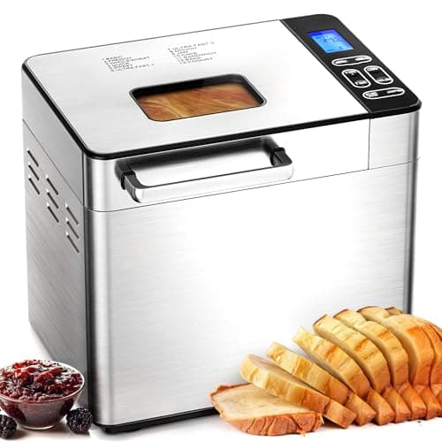 EUHOMY Bread Maker Machine 13 Program 2LB Bread Maker, Bread Machine with 3 Loaf Sizes and 3 Crust Colors, Breadmaker with Fruit & Nut Dispenser,Ideal for Family Gifts, Gluten Free - Image 1