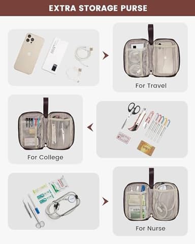 LOVEVOOK Laptop Backpack for Women, 15.6 Inch Work Laptop Bag with USB Port, Fashion Teacher Nurse Backpack Purse, Waterproof Travel Computer Backpack with Organizer Bag, 2PCS, Apricot-Coffee - Image 7