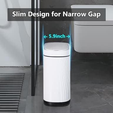 SYNCVIBE Bathroom Trash Cans with Lid 2 Gallon Automatic Trash Can, Small Motion Sensor Garbage Can, Slim Smart Trash Bin, Waterproof Plastic Garbage Bin for Bathroom, Bedroom, Living Room, Kitchen - Image 3