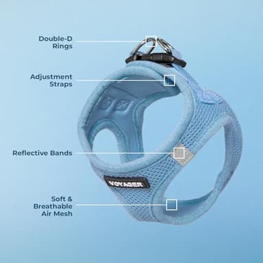 Best Pet Supplies Voyager Step-in Air Harness - All Weather Mesh, Reflective, No Pull Harness for Dogs, Cats - Secure with Hook & Loop Fastener, Buckle, Double D-Rings - Baby Blue, S - Image 4