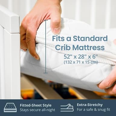SafeRest Waterproof Crib Size Mattress Protector - Fitted with Stretchable Pockets - Machine Washable Cotton Mattress Cover for Bed - Image 4