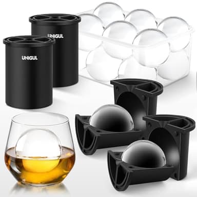 Clear Ice Cube Maker, 2.5" Stainless Steel Ice Ball Maker Mold for Whiskey & Cocktails, Non-BPA Premium Silicone Ice Cube Molds, Easy-Release Sphere Ice Maker, Bourbon Gifts for Men (2 PACK) - Image 1