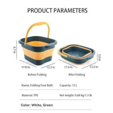 WMHYLYH Collapsible Foot Spa Bath Massager for Dry Cracked Feet, Feet Soaking Tub with Massage Acupoint, Pedicure Foot Soak Basin Plastic Bucket with Handle(Green) - Image 6