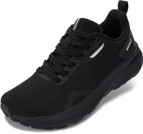 BRONAX Wide Shoes for Women Tennis Running Lightweight Size 7w Female Training Athletics Comfortable Lace up Pregnant Maternity Wide Toe Box Sneakers for Ladies All Black 38 - Image 1
