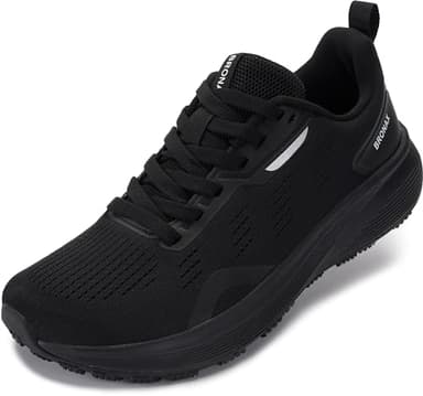 BRONAX Wide Shoes for Women Tennis Running Lightweight Size 7w Female Training Athletics Comfortable Lace up Pregnant Maternity Wide Toe Box Sneakers for Ladies All Black 38 - Image 1