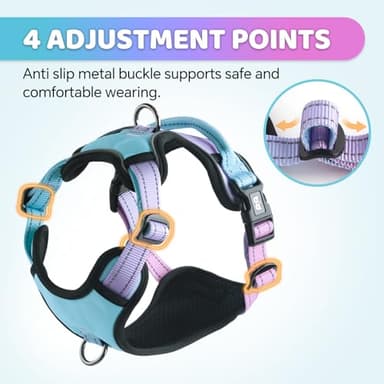 QQPETS No Pull Dog Harness with 2 Leash Clips,Adjustable Soft Padded Dog Vest, Reflective Outdoor Pet Oxford Vest with Easy Control Handle for Small to Large Dogs Walking Training - Image 7