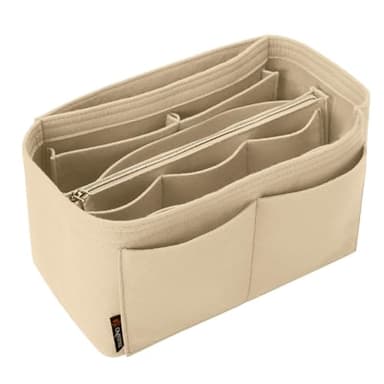 OMYSTYLE Beige Large Organizer Insert, Felt Tote Bag Organizer Insert with 5 Sizes, Handbag Dividers for Inside Purse, Compatible with Longchamp, Neverful, Speedy and More - Image 1