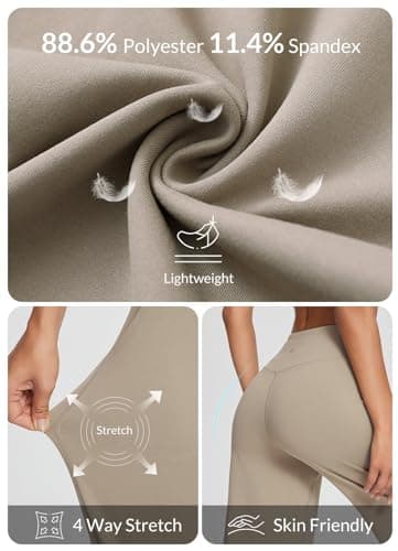 baleaf Women's Wide Leg Yoga Capris Pants with Pockets Crossover Waist Loose Plus Size Cropped Pants Casual Summer Khaki XXL - Image 6