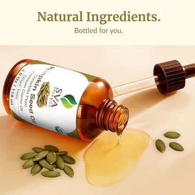 SVA Pumpkin Seed Oil Organic - 4 Fl Oz – 100% Natural Cold Pressed Organic Pumpkin oil - for Face, Skin Care, Hair Care, Scalp Massage & Body Massage – Carrier Oil with Dropper - Image 8