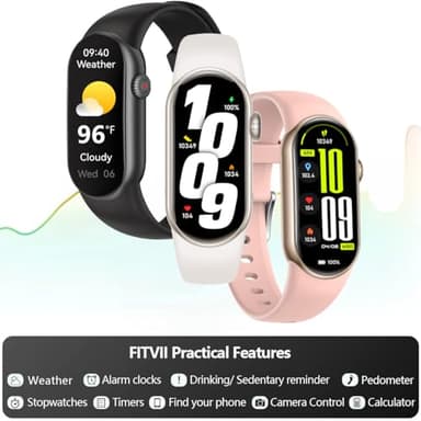 FITVII Ole Fitness Tracker with 24/7 Heart Rate and Blood Pressure Monitor, Blood Oxygen Sleep Tracking Step Calories Counter IP68 Waterproof Activity Tracker for Women Men - Image 7