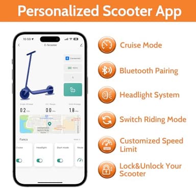 MAXSHOT Electric Scooter Adults, 350W/500W Powerful Motor, Top Speed 16/19/22MPH, 16/21/25Miles Range, 8.5"/14" Solid Tires Folding Commuter Escooter with Seat Bag for Commuting, APP Control - Image 7