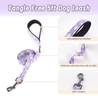Dog Harness Leash Set, No Pull Adjustable Halter Cute Comfort Padded Handle for Medium Sized Large Small Dogs Walking Training Running with Reflective(XSmall,Purple) - Image 4
