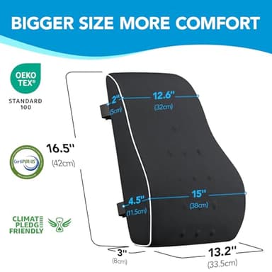 Lumbar Support Pillow for Office Chair, Office Home Essentials,Stocking Stuffers,Back Support Pillow for Car, Chair Cushions,Back Pain Relief Improve Posture,Mesh Cover Double Adjustable Straps - Image 9