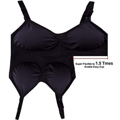 GXXGE 4Pack Nursing Bra for Breastfeeding Maternity Bras Push Up Silk Seamless Pregnancy Bralette Underwear Black Beige Rosered White Medium - Image 7