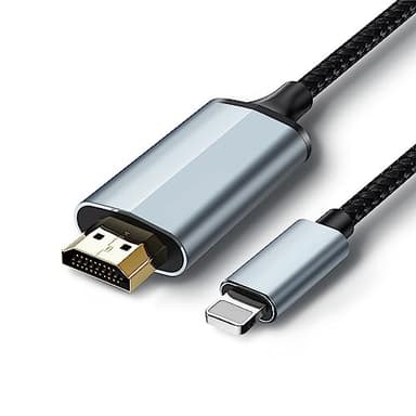 lulaven Lightning to HDMI Adapter • 1080P HD • HDMI Cable for iPhone to TV • Compatible with iPhone14, 13, 12 & YouTube to TV Output • 6.6FT (Does Not Support iPhone 15/16 or Streaming Netflix) - Image 1