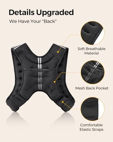 PACEARTH Weighted Vest,4lb/6lb/10lb/12lb/16lb/20lb/25lb/30lb Weight Vest with Reflective Stripe, Body Weight Vests Adjustable for Men, Women Workout, Strength Training, Running, Walking, Jogging - Image 5